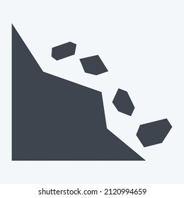 Landslide Icon in trendy glyph style isolated on soft blue background