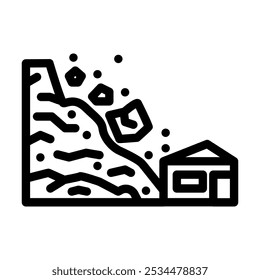 landslide natural phenomena line icon vector. landslide natural phenomena sign. isolated contour symbol black illustration