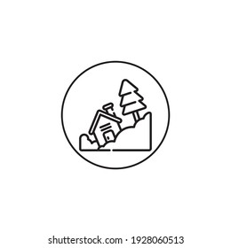 landslide outline style icon in circle