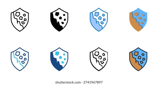 Landslide Prevention icons set multiple style collection. Editable stroke 
