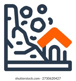 Deslizamiento de tierra colapso de la casa daño icono de desastre