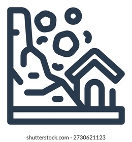 Landslide soil collapse house damage disaster icon