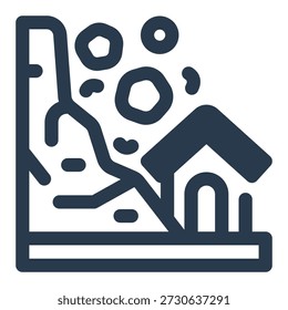 Landslide soil collapse house damage disaster icon