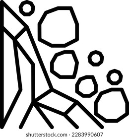 Landslide thin line icon: stones are falling from mountain. Natural disaster, catastrophe. Vector illustration.