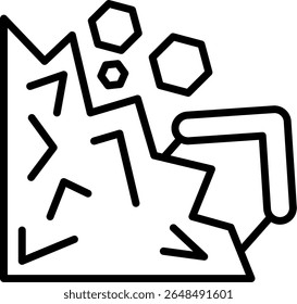Design de ícone de linha de vetor de deslizamento de terra