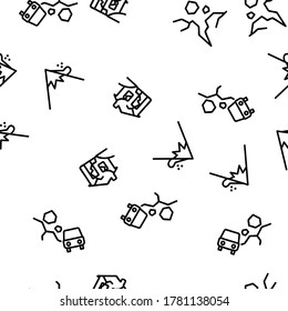 Landslide Vector Seamless Pattern Thin Line Illustration