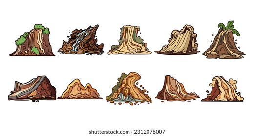 Landslide vector set collection graphic clipart design