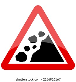 Landslide warning vector signage isolated on white background