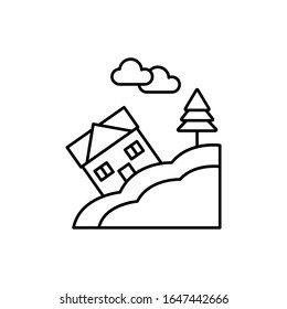 Landslip, house icon. Simple line, outline vector elements of natural disasters icons for ui and ux, website or mobile application