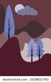 Landspace vector drawing: Abstract landscape illustration for minimalist and digital environments.