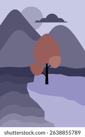 Landspace vector drawing: Abstract landscape illustration for minimalist and digital environments.