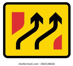 Lane Alignment, See Below For Typical Variants, Road Signs In The United Kingdom