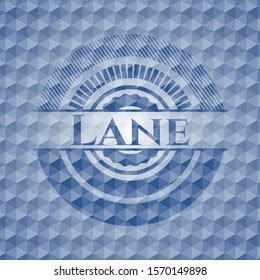 Lane blue emblem with geometric pattern background. Vector Illustration. Detailed.