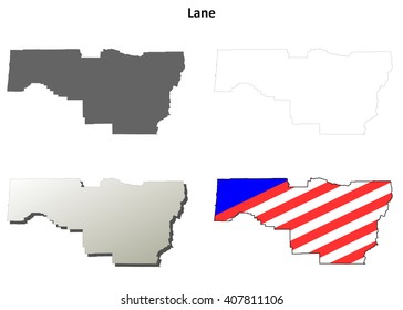 Lane County, Oregon Blank Outline Map Set