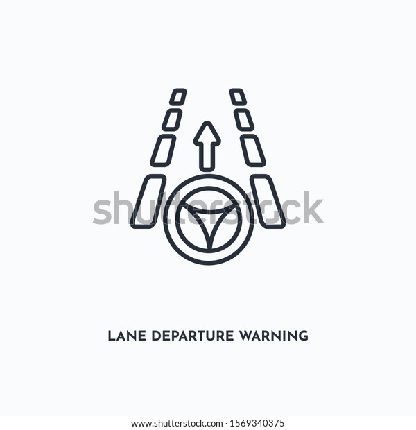 Lane\
departure warning outline icon. Simple linear element illustration.\
Isolated line Lane departure warning icon on white background. Thin\
stroke sign can be used for web, mobile and\
UI.
