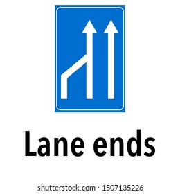 Lane ends arrows Information and Warning Road traffic street sign, vector illustration collection isolated on white background for learning, education, driving courses, sticker, icon.