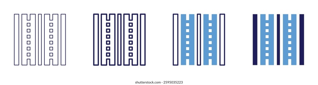 Lane icon in 4 different styles. Thin Line, Line, Bold Line, Duotone. Duotone style. Editable stroke.