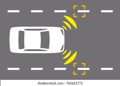 Lane keeping assist system of vehicle icon. Autonomous car.