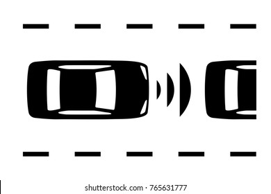 Lane keeping assist system of vehicle icon. Autonomous car.