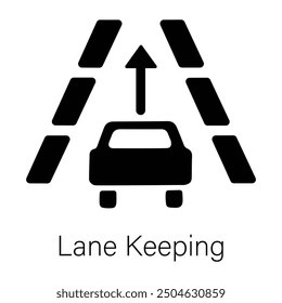 Lane keeping icon in glyph style 