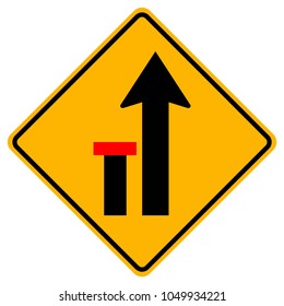 Lane Left Closed Traffic Road Sign,Vector Illustration, Isolate On White Background Label. EPS10