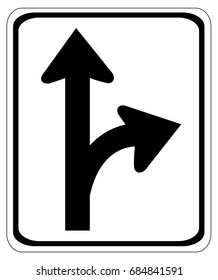 Lane For Right Turn And Straight Through.