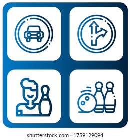 lane simple icons set. Contains such icons as Traffic sign, Bowling, Bowling pins, can be used for web, mobile and logo
