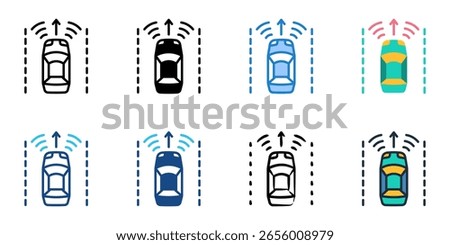 Lane Tracking Assist icon set multiple style collection 

