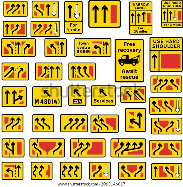 Lane use full,\
road signs in the United\
Kingdom