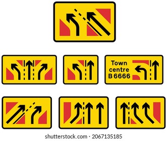 Lane use, road signs in the United Kingdom