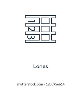 Lanes concept line icon. Linear Lanes concept outline symbol design. This simple element illustration can be used for web and mobile UI/UX.