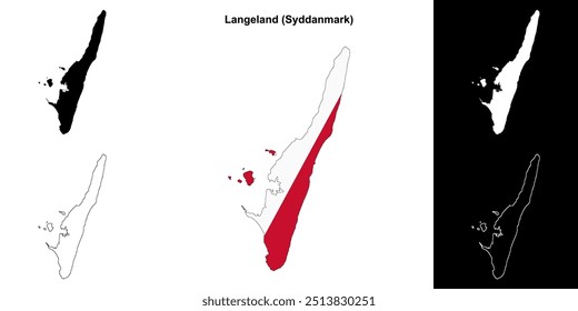 Mapa de Langeland município esboço conjunto