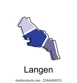 Langen Stadt Deutschland Karte, Vektorgrafik, Vektorgrafik, Vektorgrafik mit Skizzenstil auf weißem Hintergrund