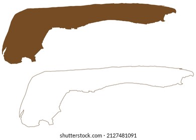 Langeoog Insel (Bundesrepublik Deutschland, Ostfriesische Inseln) Karte, Vektorgrafik, Skizze Langeooog Karte