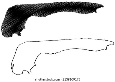 Langeoog Insel (Bundesrepublik Deutschland, Ostfriesische Inseln) Karte, Vektorgrafik, Skizze Langeooog Karte