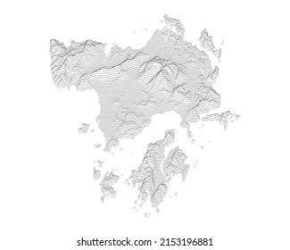 Langkawi Island 3D Topography Map, Vector Contour.