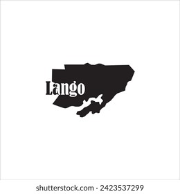 Lango Uganda map and black lettering design on white background