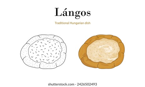 Langos is a traditional Hungarian dish. It is often served with garlic and cheese