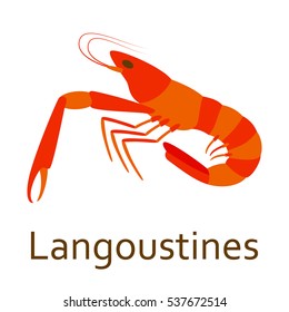 Langoustine. Seafood flat icon. Vector illustration.