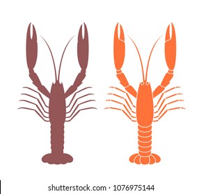 Langoustine silhouette. Crustacean. Isolated langoustine on white background. EPS 10. Vector illustration