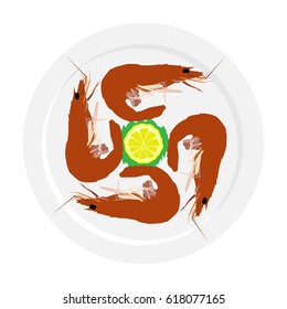 Langoustines, icon, logo, symbol. Delicacy. Sea food.