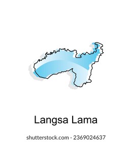 Langsa Lama Map City. Vektorplan der Provinz Aceh Hauptstadt Land buntes Design, Illustrationsdesign auf weißem Hintergrund