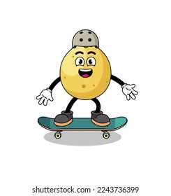 langsat mascot playing a skateboard , character design