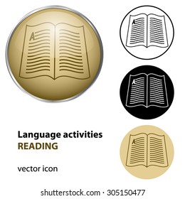 language activities flat icon and button