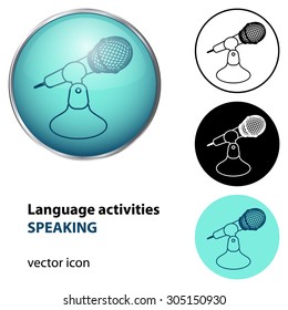 language activities flat icon and button