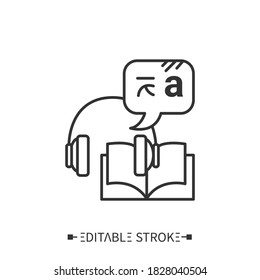 Language audiobook line icon. Education audio materials. Foreign languages learning methods and translation education concept. Isolated vector illustration. Editable stroke