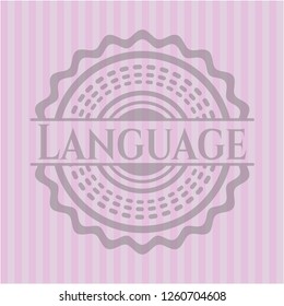 Language badge with pink background