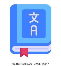 Language book flat icon, linguistics course 