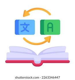 Language book flat icon, linguistics course 