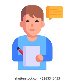 Icono plano del libro de idiomas, curso de lingüística 